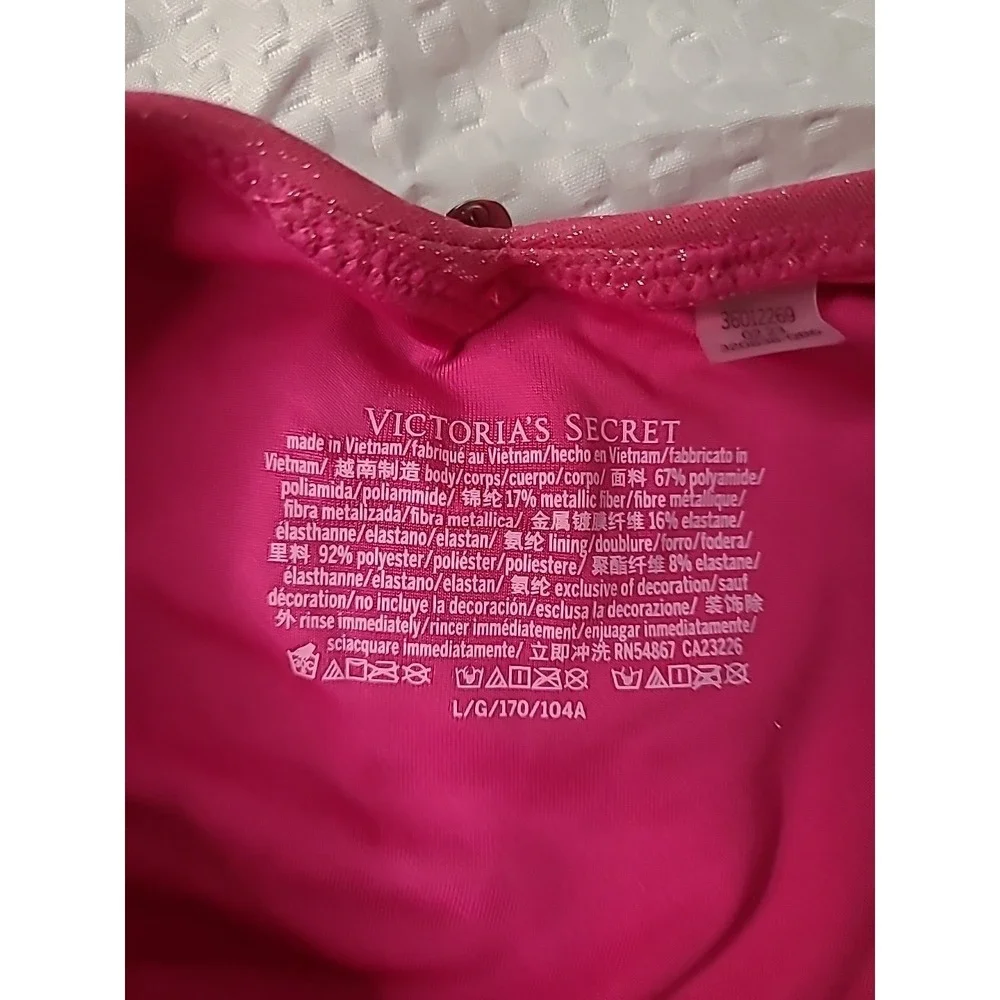 Victoria's Secret Large ONE-PIECE‎ swimsuit monokini shine strap Pink Shimmer